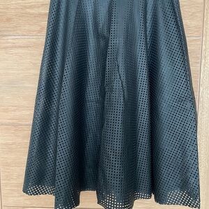CATHERINE MALANDRINO black faux leather Cut Out Circle skirt, size 6